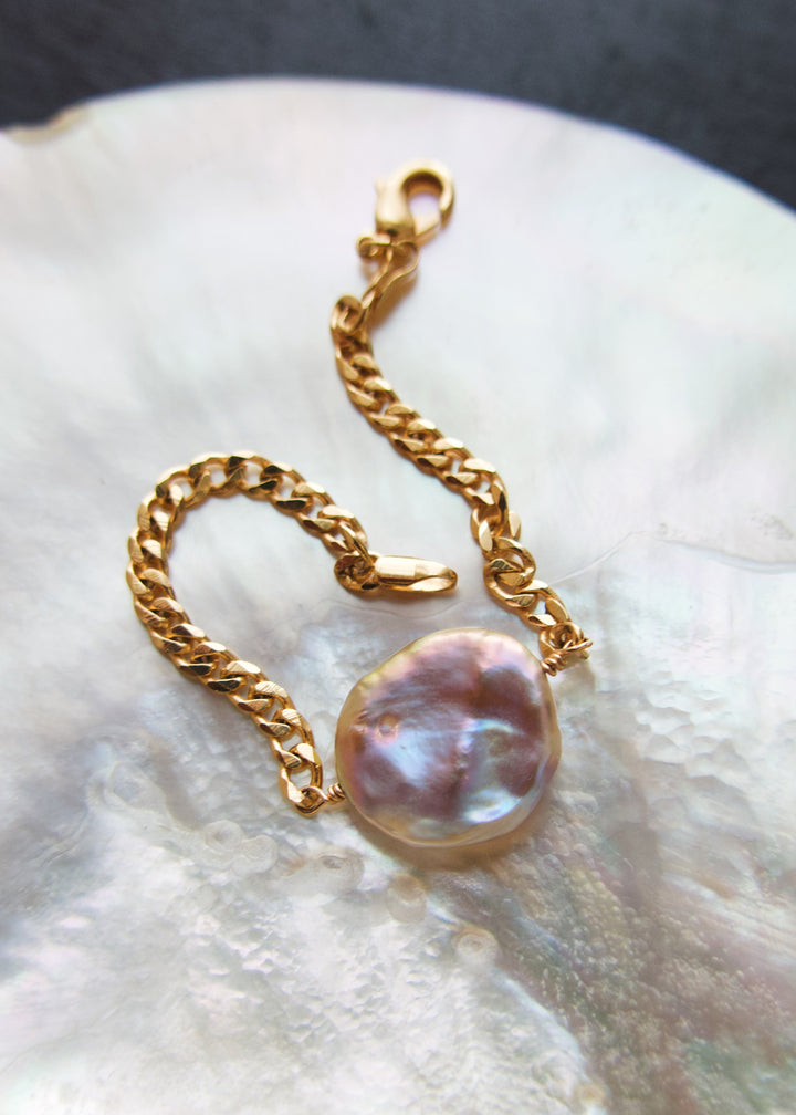 Mauve Keshi Pearl Bracelet
