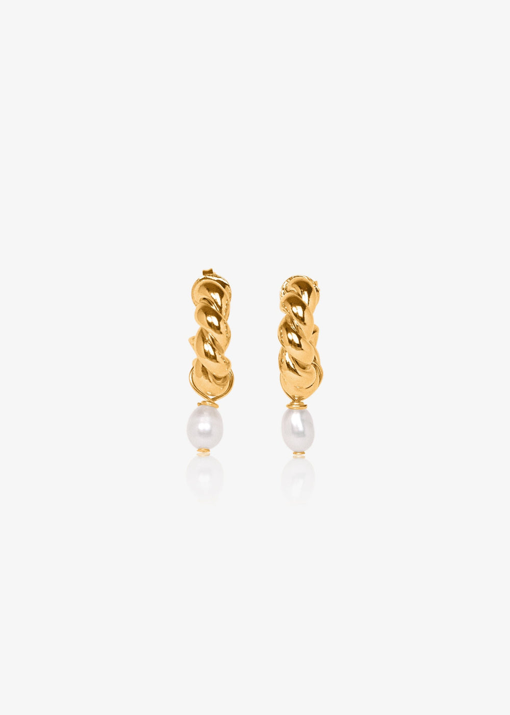 Lush patterned gold-filled earrings with tear drop pearls