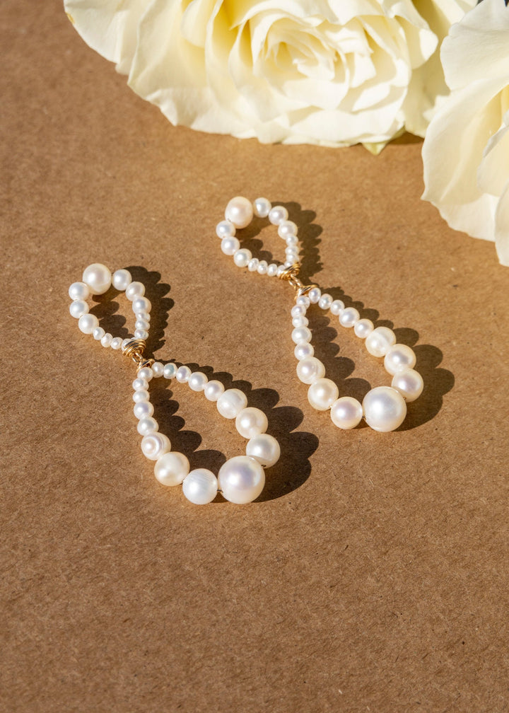 Double pearl Infinity hoop earrings