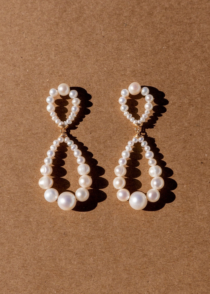 Double pearl Infinity hoop earrings