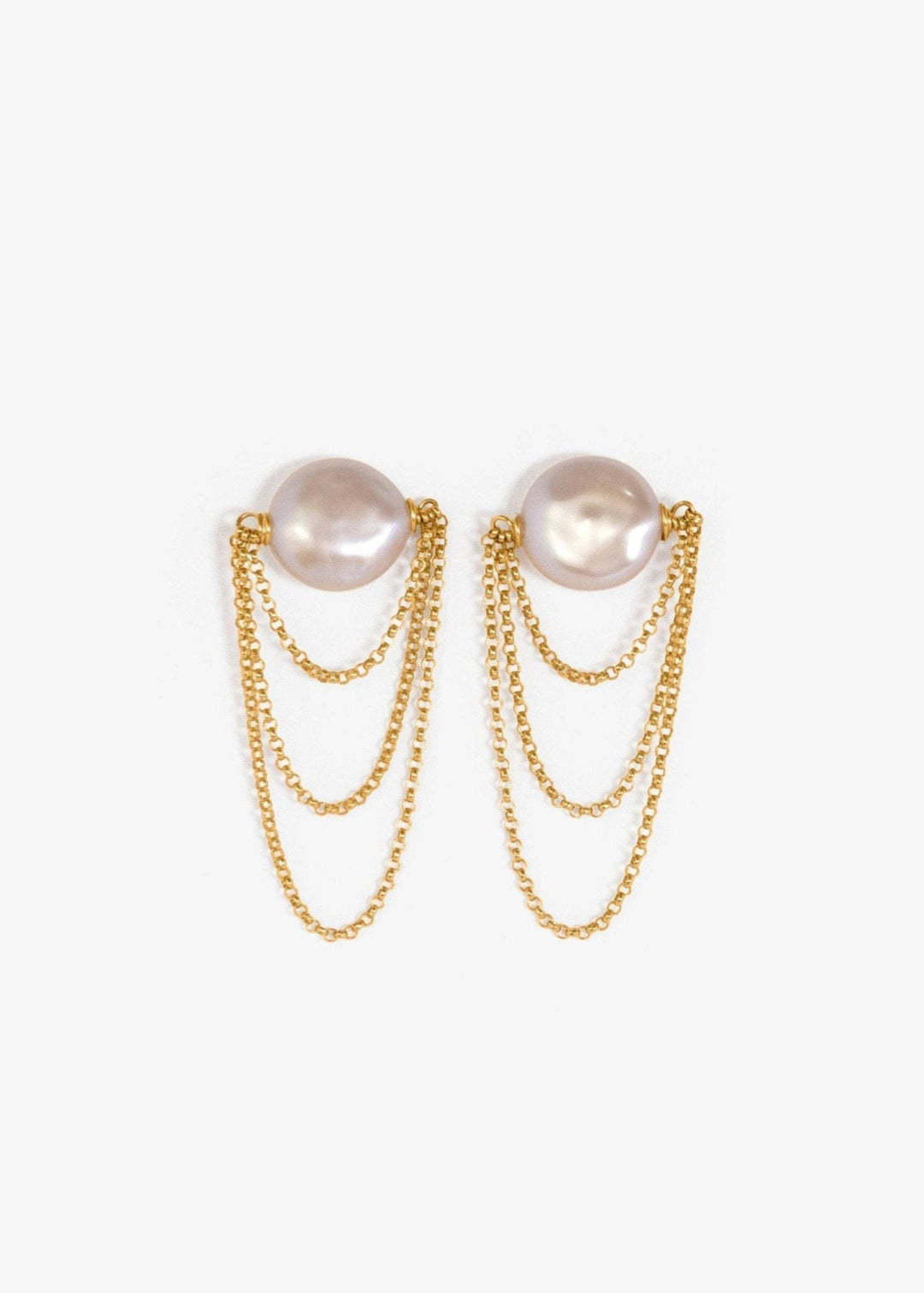 Dominica Earrings - Simple yet dramatic these earrings are the perfect statement piece. 14K Gold-Filled or Sterling Silver Tarnish-Resistant & Hypoallergenic AAA Grade Genuine Freshwater Pearls Handmade in NJ/NY Earring Length: 2" Please note - Freshwater