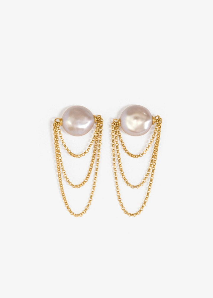 Dominica Earrings - Simple yet dramatic these earrings are the perfect statement piece. 14K Gold-Filled or Sterling Silver Tarnish-Resistant & Hypoallergenic AAA Grade Genuine Freshwater Pearls Handmade in NJ/NY Earring Length: 2" Please note - Freshwater