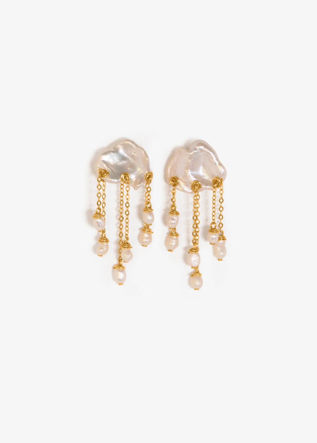 14K Thunderstorm - Rain or shine these earrings are sure to dazzle! 14K Solid Gold Tarnish-Resistant & Hypoallergenic AAA Grade Genuine Freshwater Pearls Handmade in NJ/NY Earring Length: 1.5" Please note - Freshwater Pearls & Gemstones are all natural an