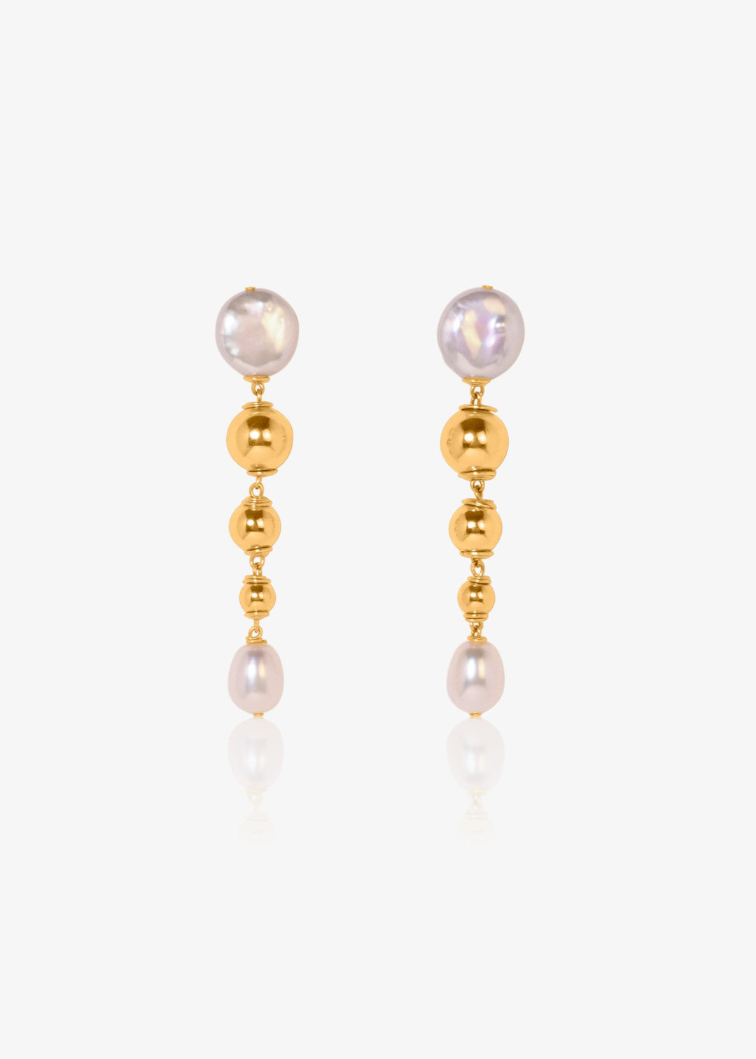 Stunning gold and white pearl drop earrings