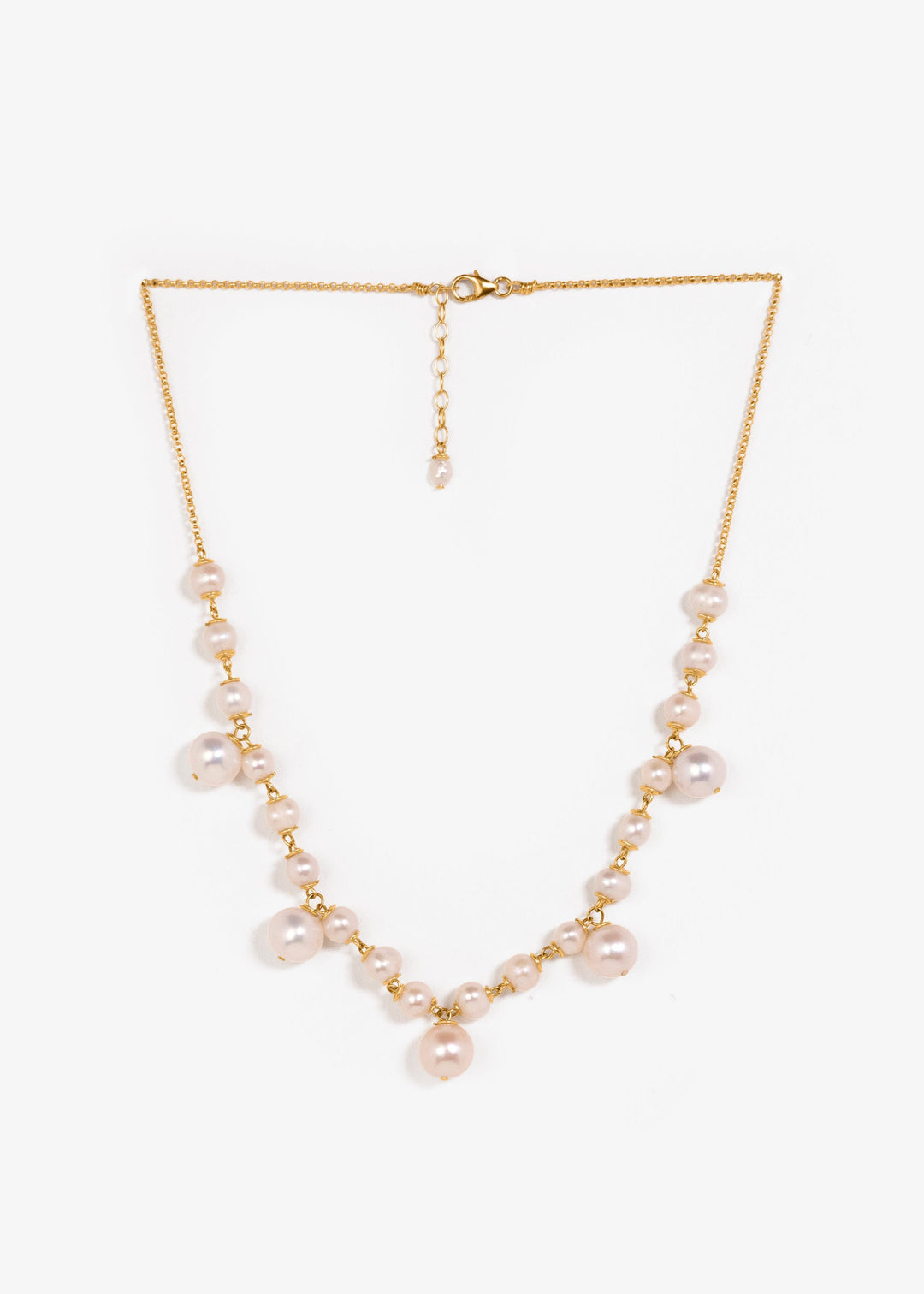 Gold-Filled bridal necklace with pearls and crystal quartz nuggets