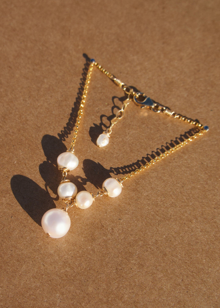 Gold-Filled bridal bracelet with pearls and crystal nugget