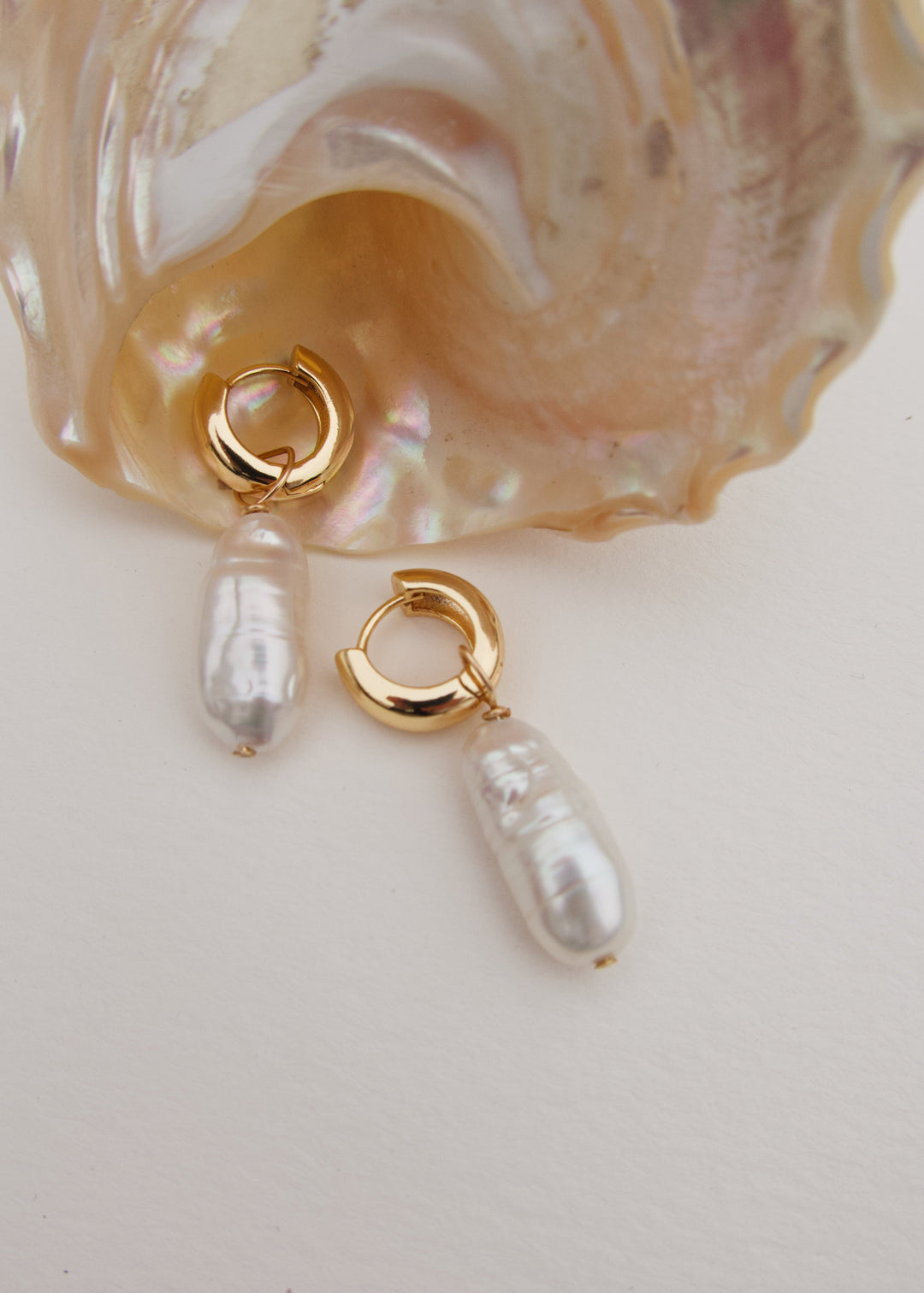 Baroque pearl earrings with gold-filled hoops