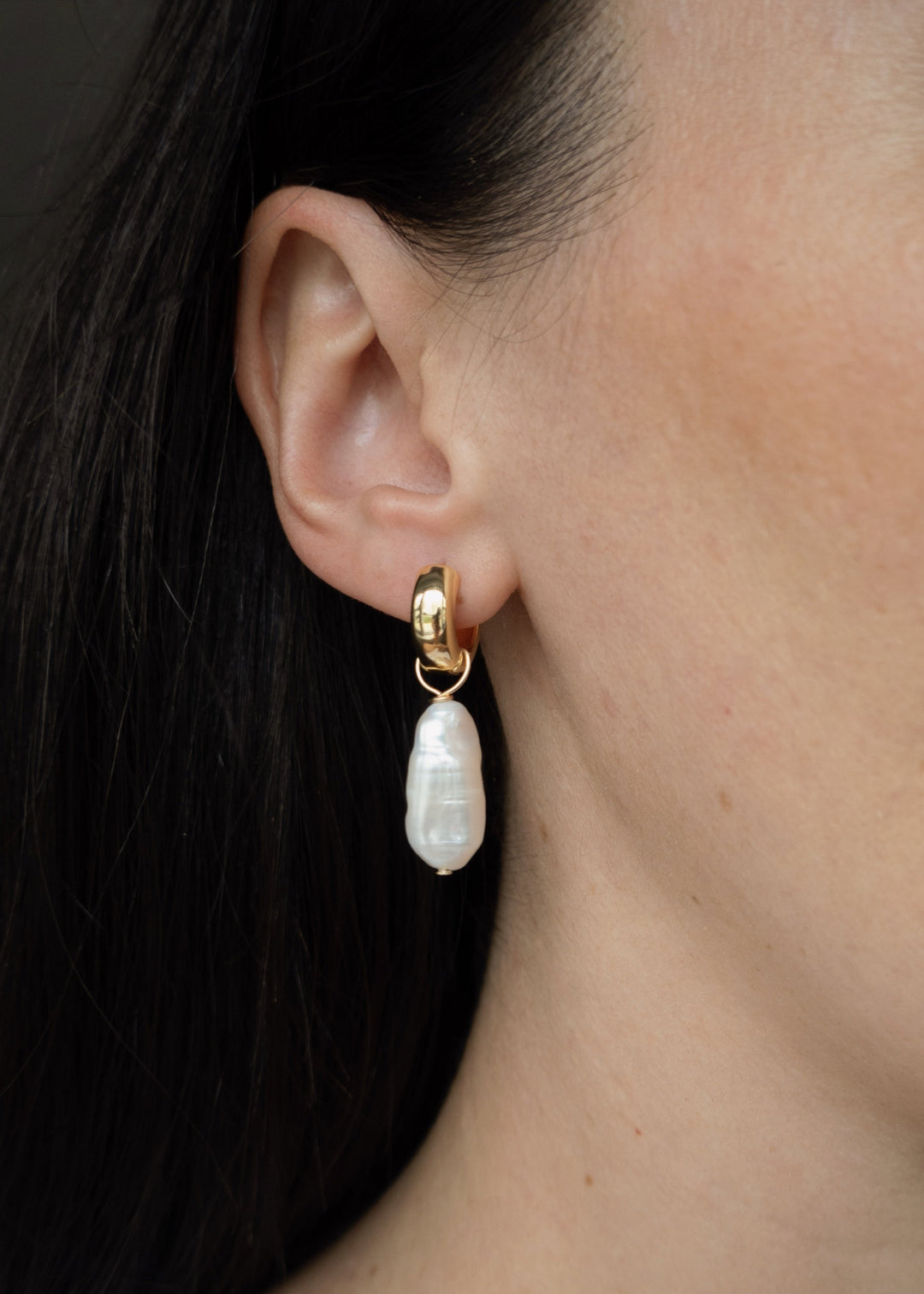 Gold-filled baroque pearl earrings dangling