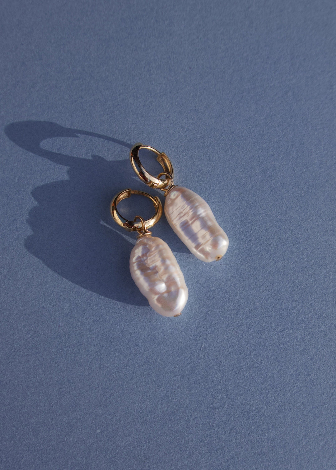 Baroque pearl earrings with gold-filled hoops