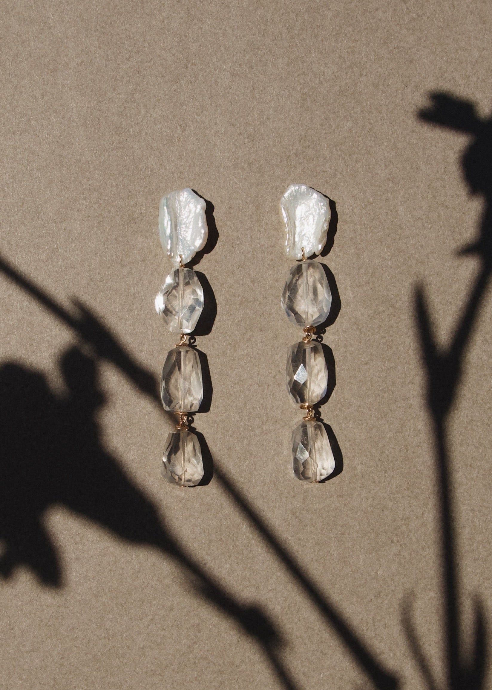 Adorn Pili Crystal Pearl Earrings 14K Gold-Filled