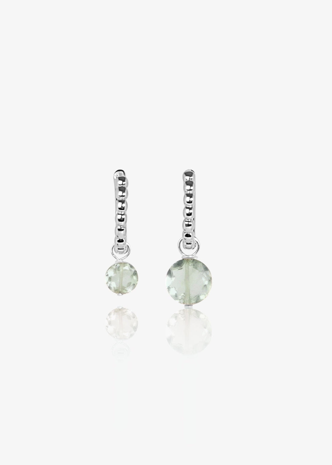 Sterling silver hoops with green amethyst