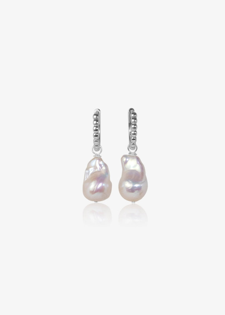 Sterling silver earrings with a large pearl