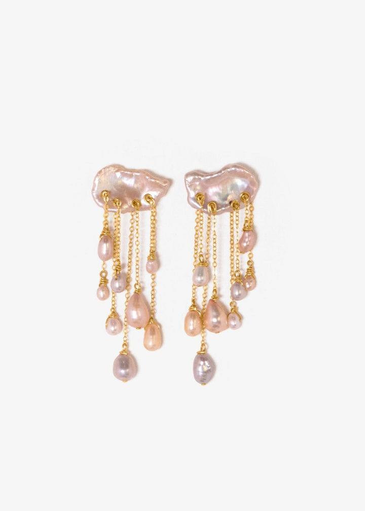 Keshi pearl earrings with colorful teardrop pearls 