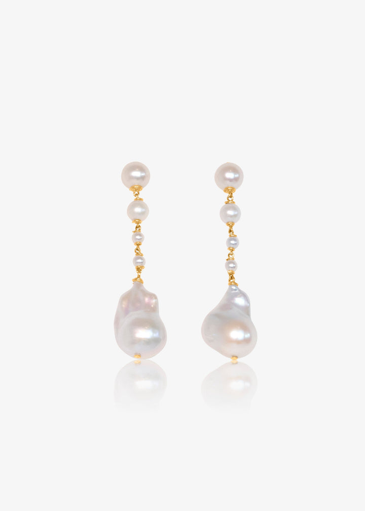 Pair of pearl earrings on a white background