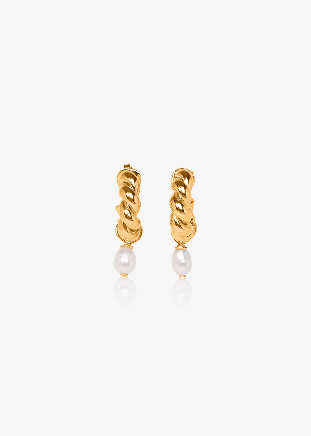 Lush patterned gold-filled earrings with tear drop pearls