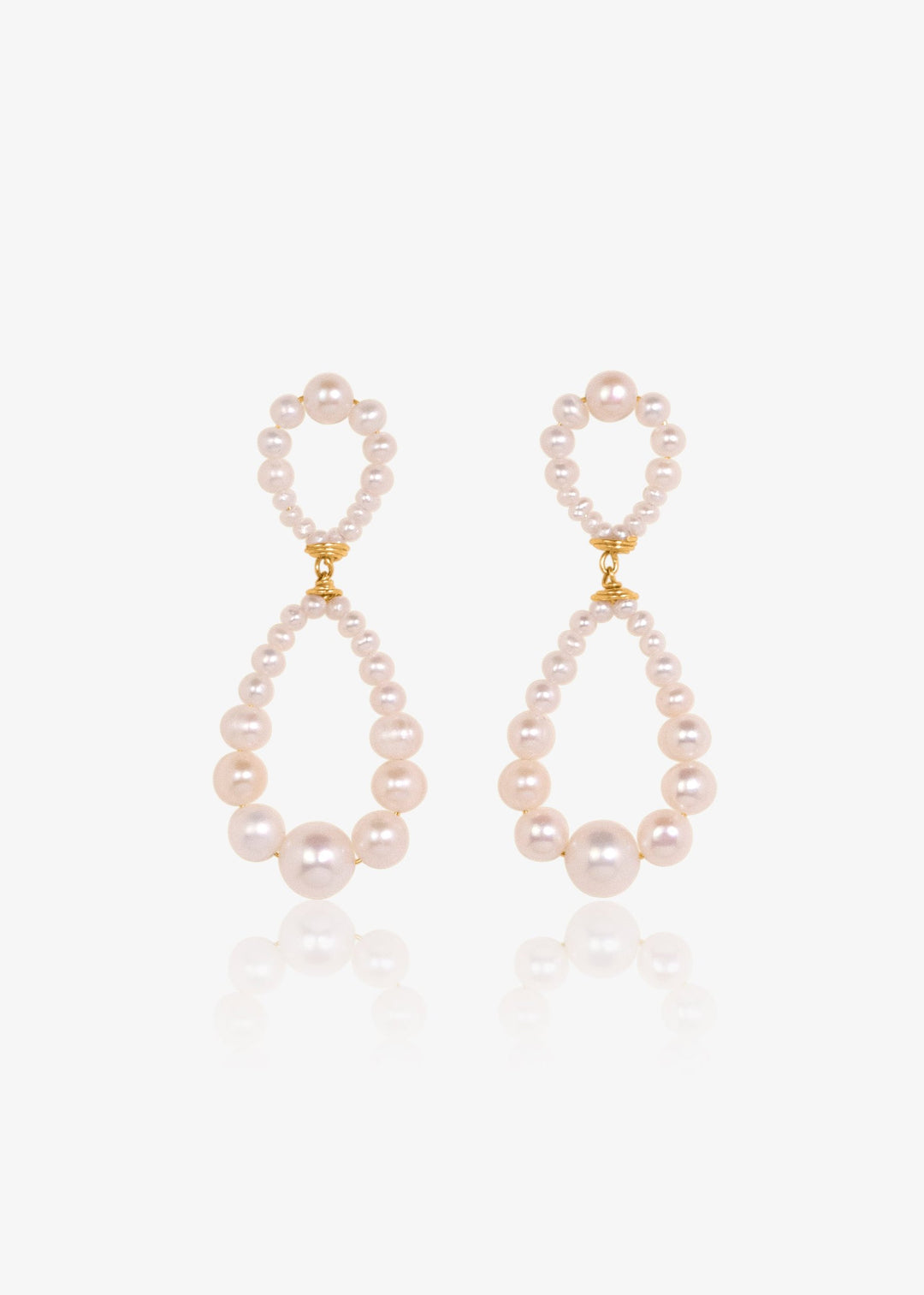 Double pearl Infinity hoop earrings