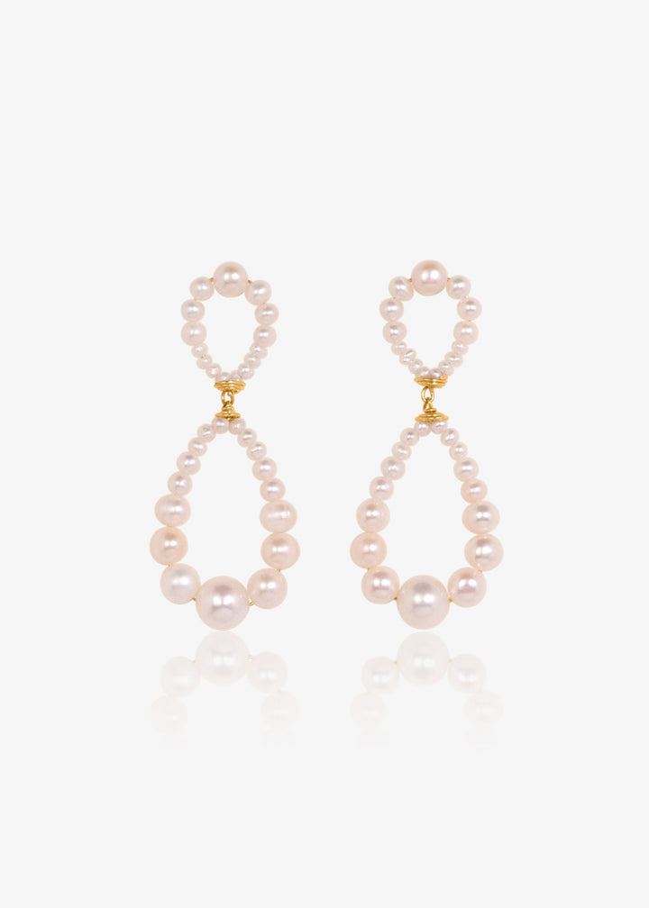 Double pearl Infinity hoop earrings