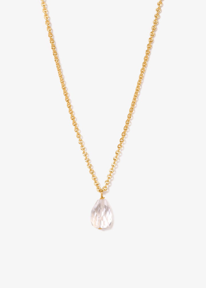 Gold-filled necklace with a crystal quartz pendant