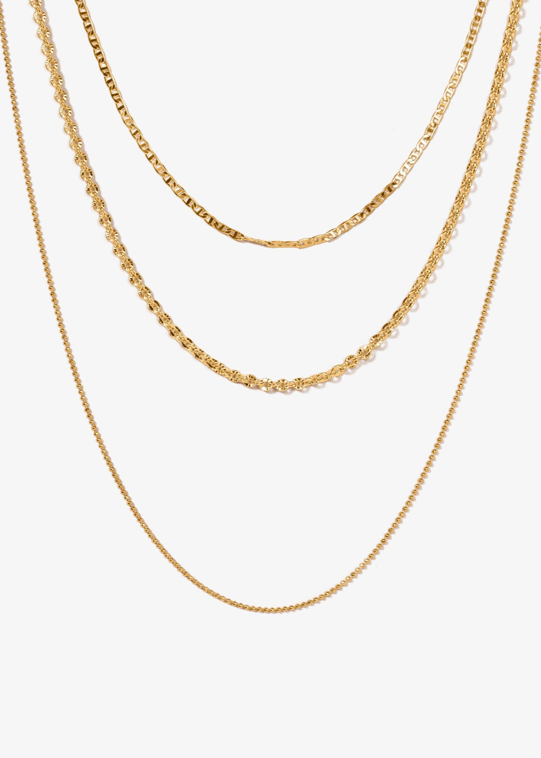 Layered necklace with three gold-filled chains