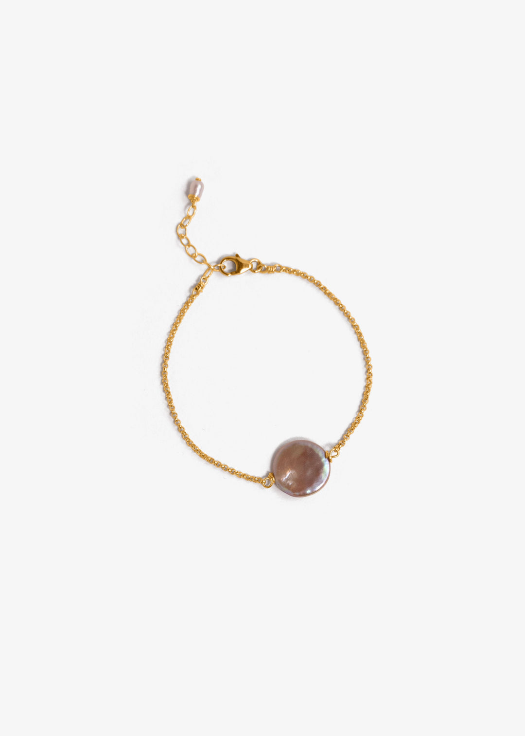 Gold-filled bracelet with a large pink coin pearl