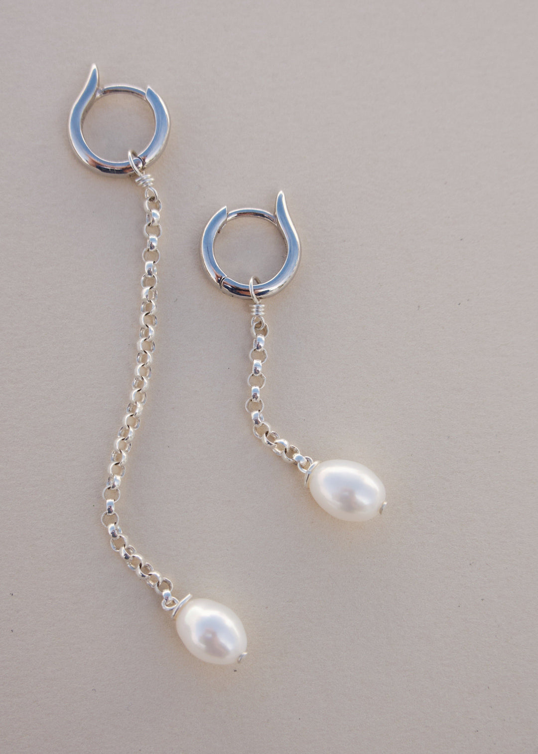 Sterling silver earrings with single dainty pearl