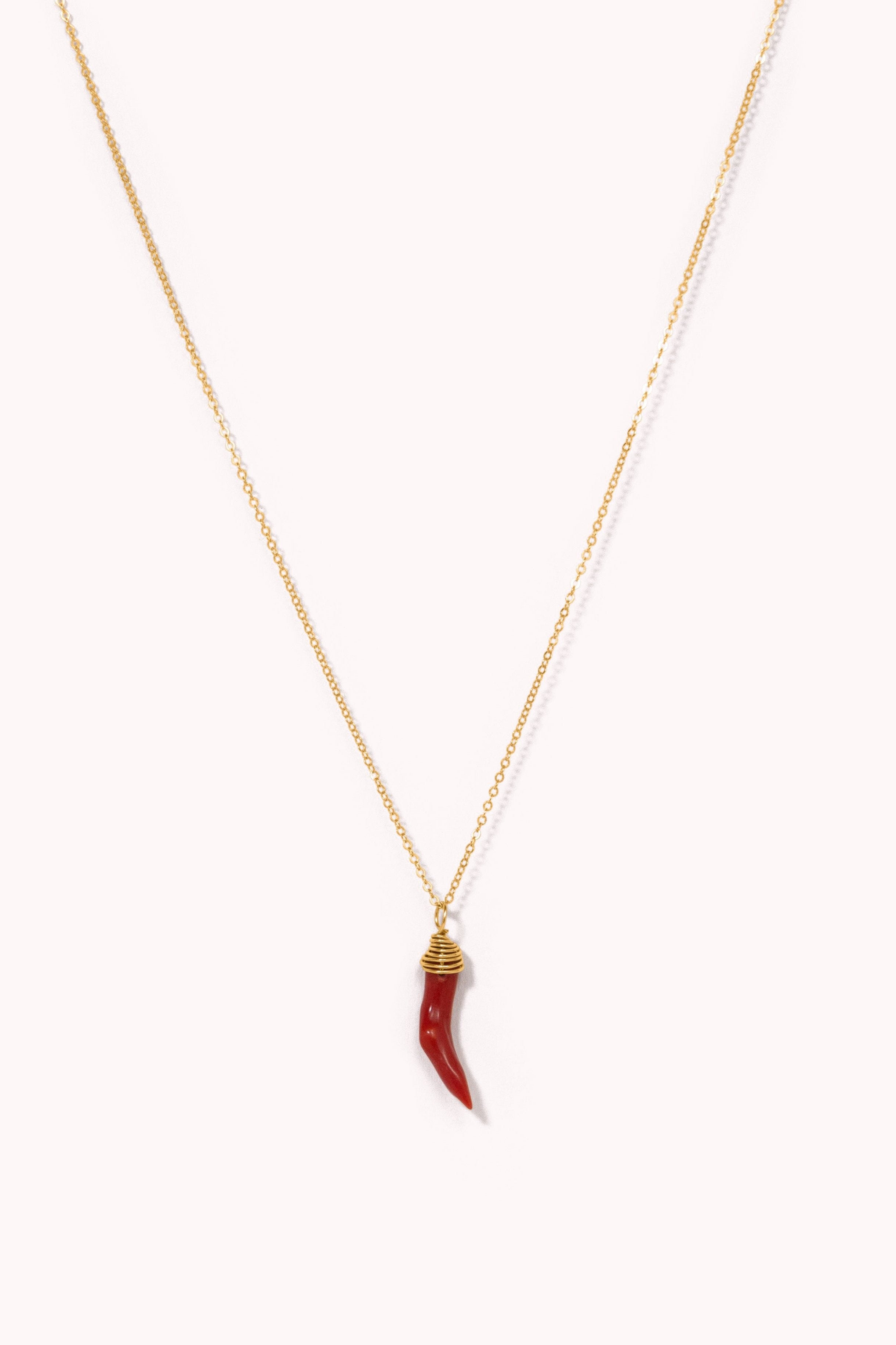 Red hot sale horn necklace