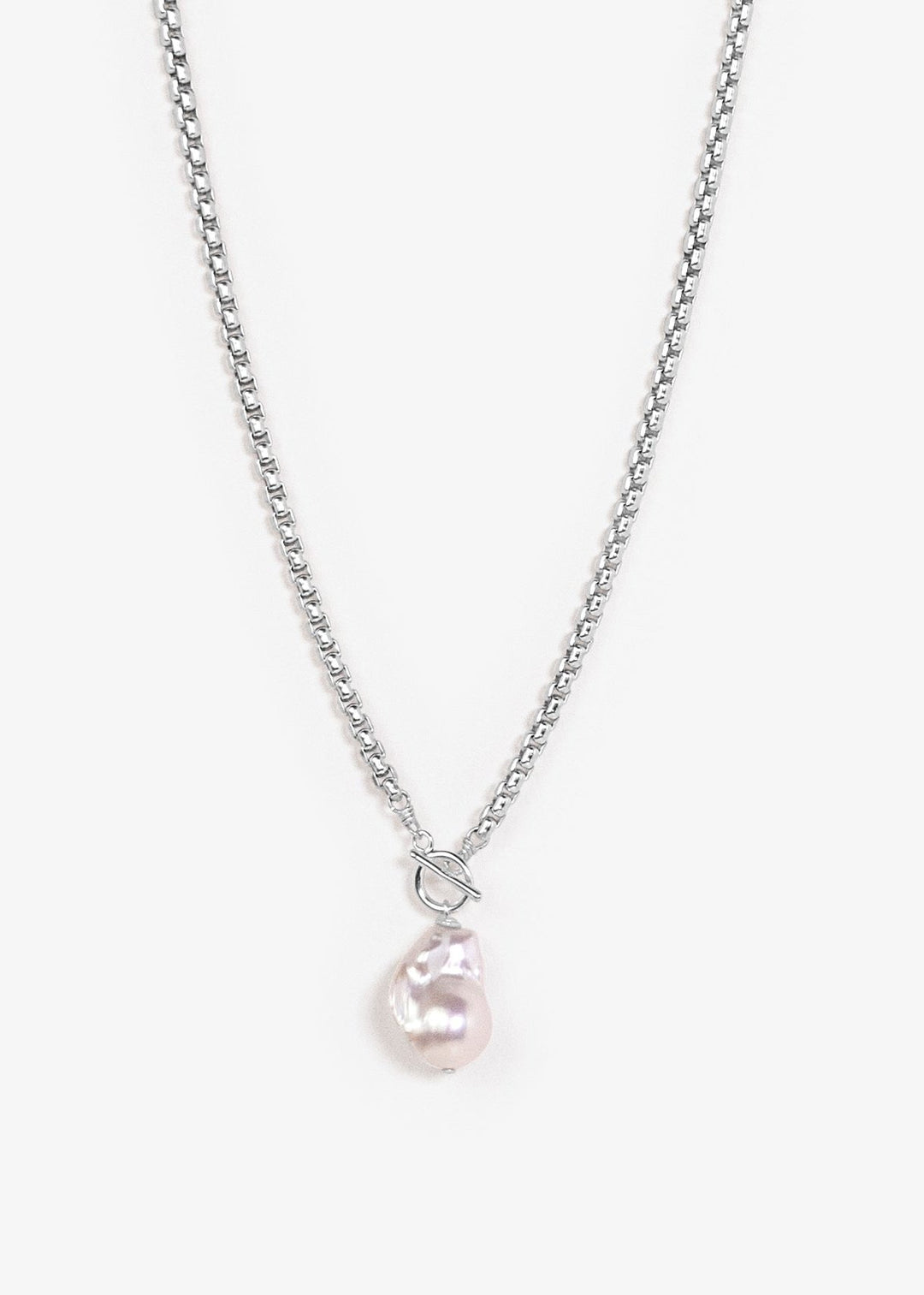 Sterling silver necklace with a large baroque pearl