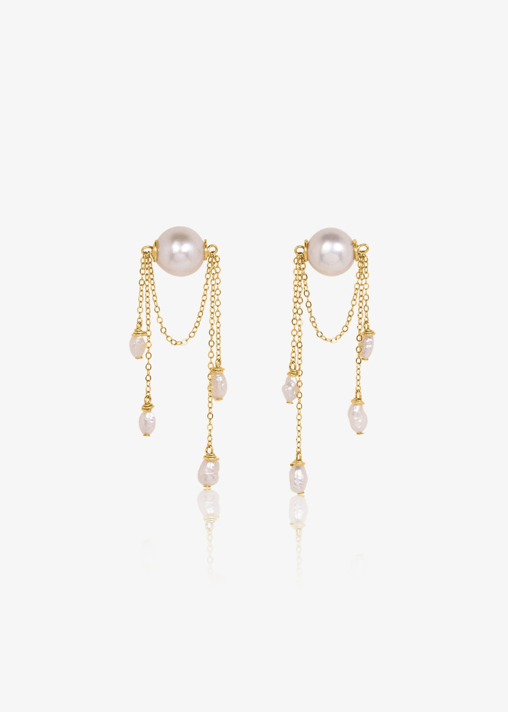 Unique earrings adorned with gold-filled wire and dainty pearls