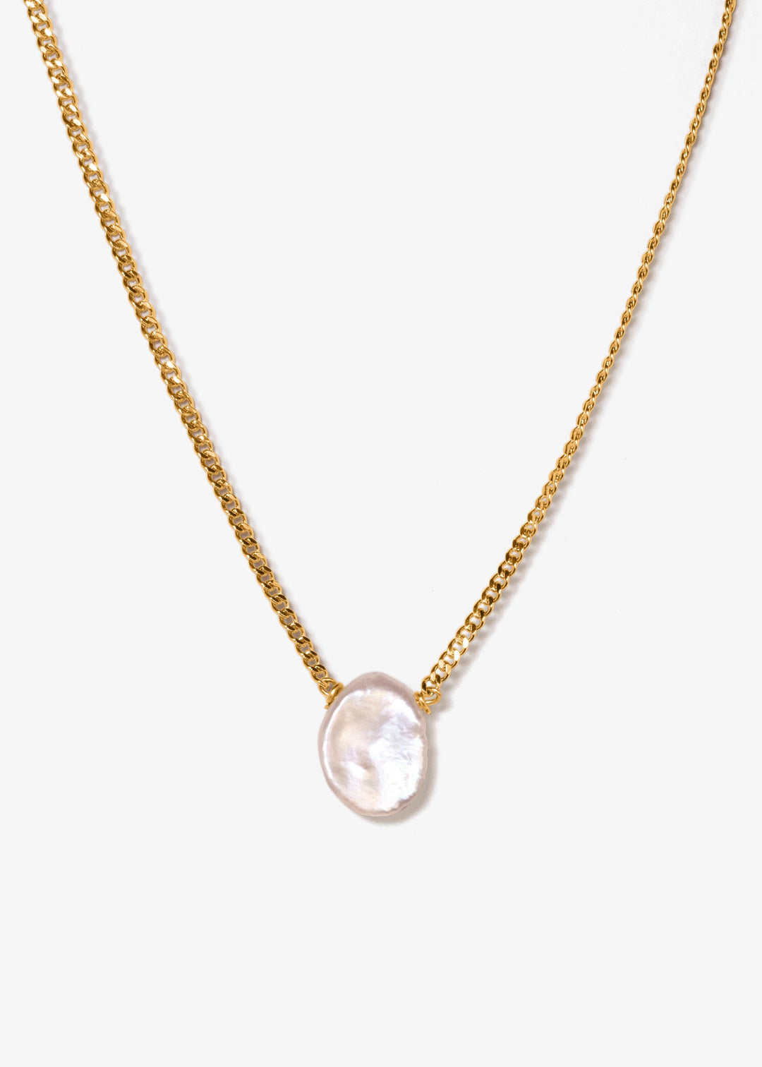 Gold-filled choker with a large keshi pearl pendant