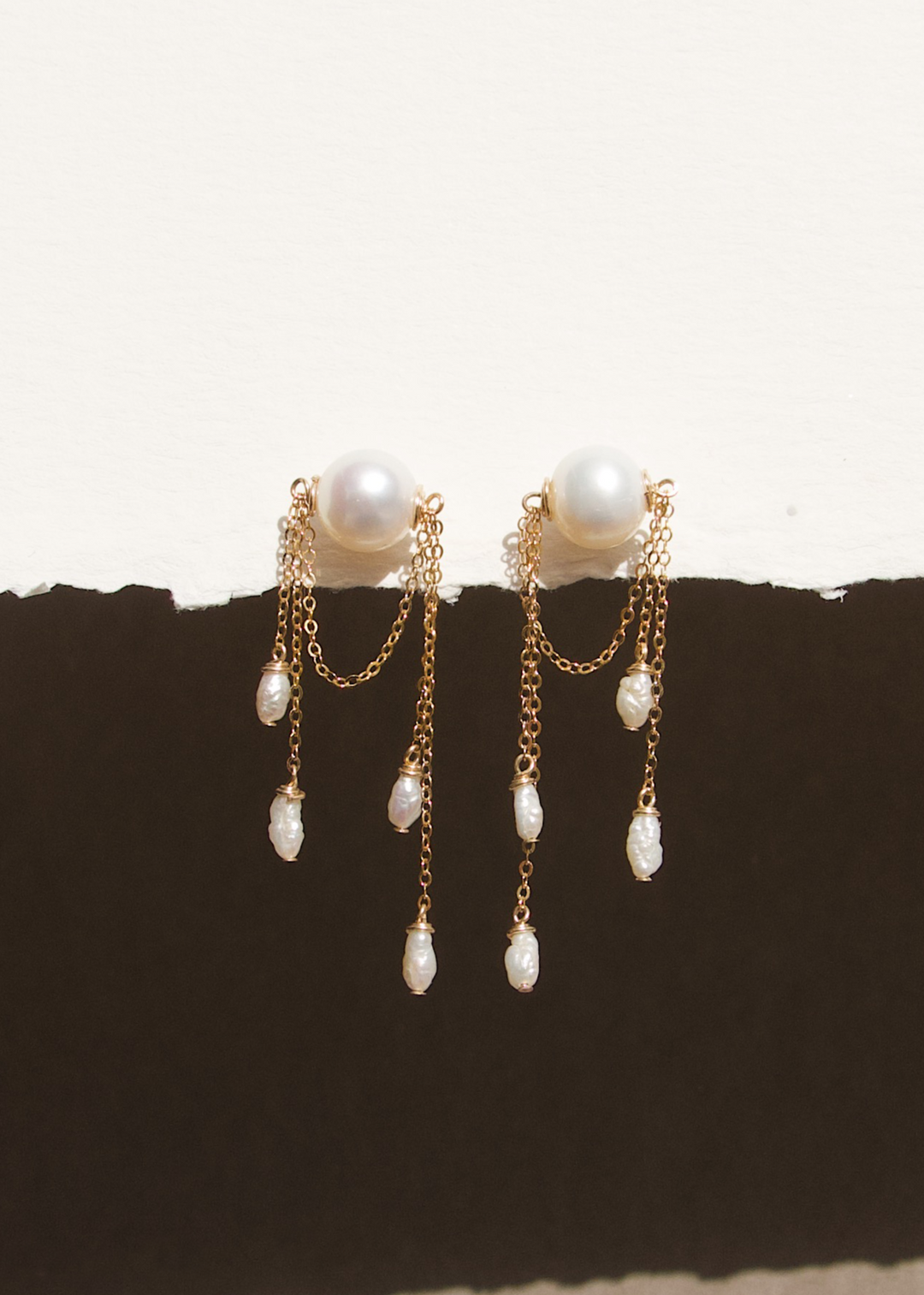 Earrings adorned with gold-filled wire and dainty pearls