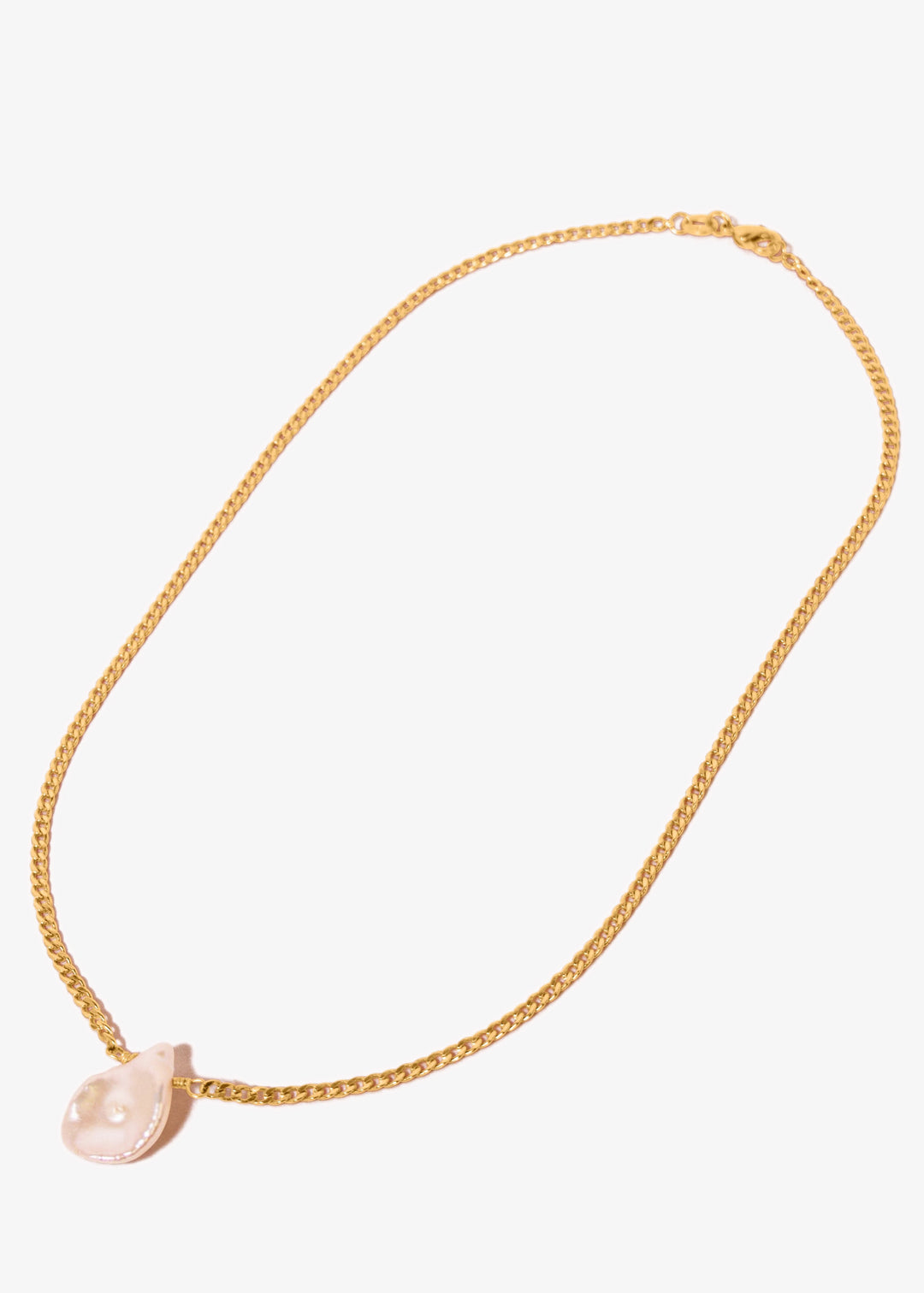 Gold-filled choker with a large keshi pearl pendant