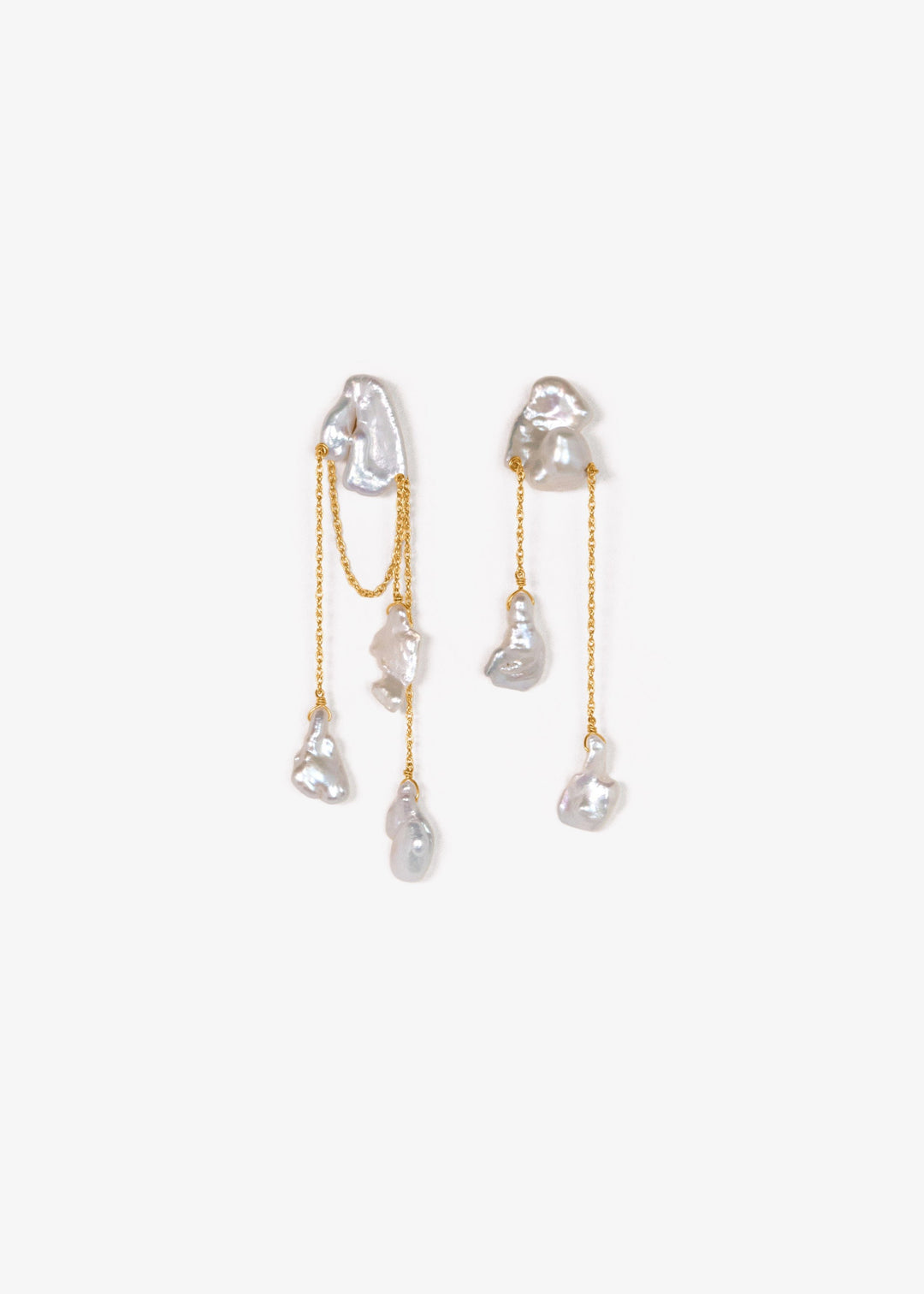 Gold-filled fine earrings with keshi and baroque pearls