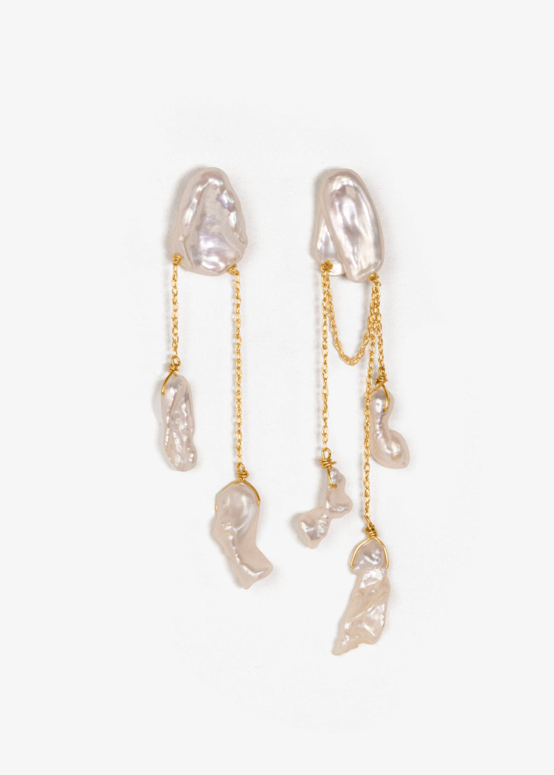 Gold-filled fine earrings with keshi and baroque pearls