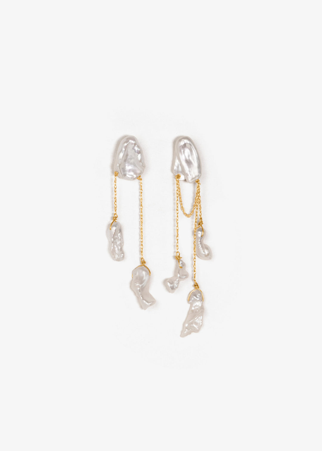 Gold-filled fine earrings with keshi and baroque pearls
