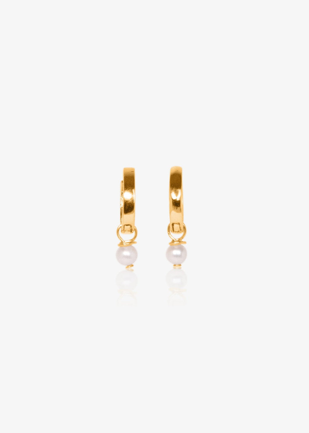 Gold-filled hoop earrings with a single seed pearl