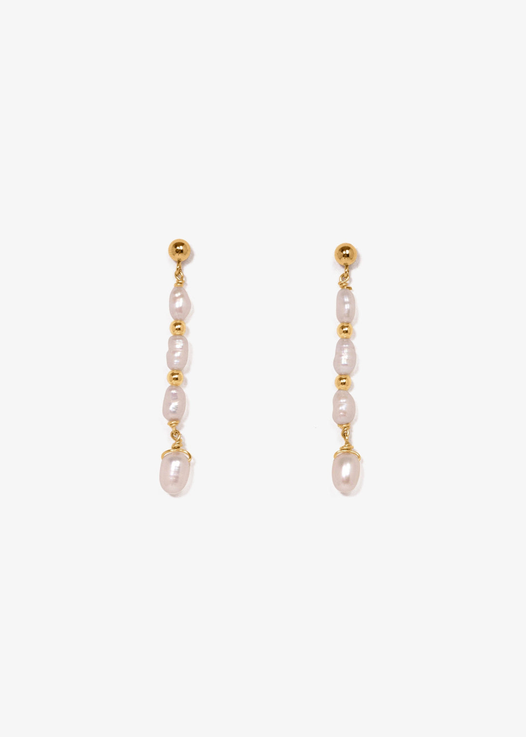 Gold-filled earrings with gold beads and baroque pearls