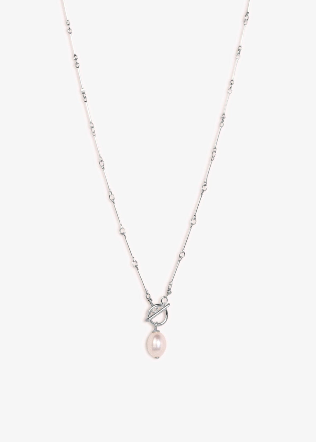 Sterling silver necklace with a baroque pearl pendant