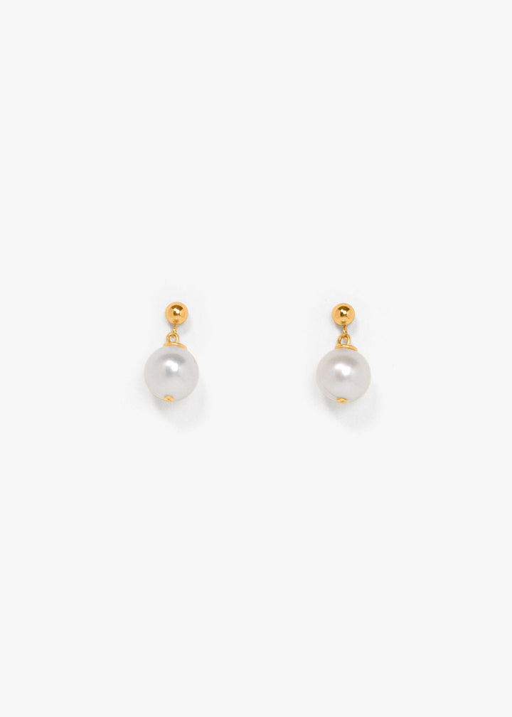 Tiny earrings with gold-filled ball post and a white pearl