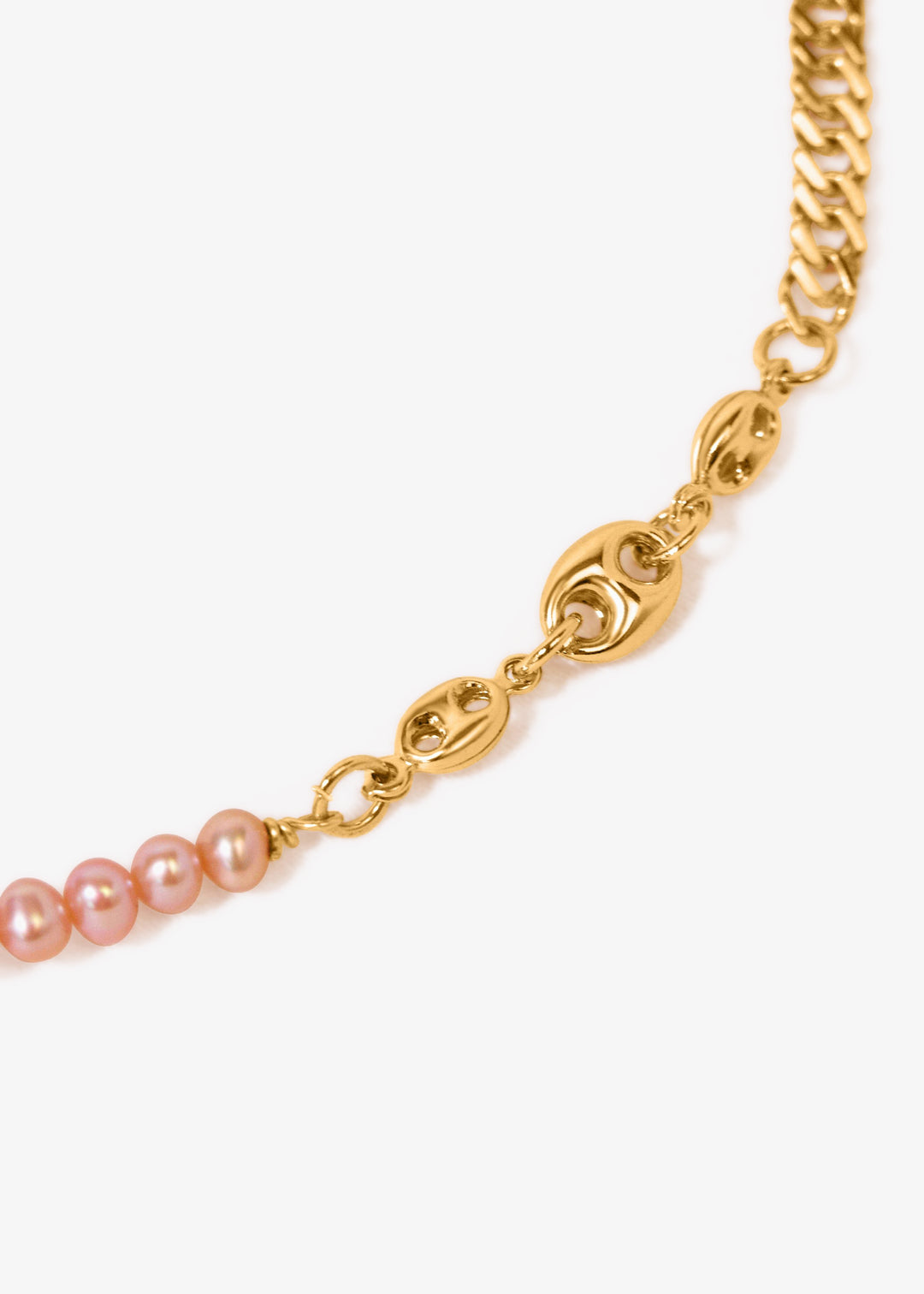 Gold-filled chunky chain and pink pearls