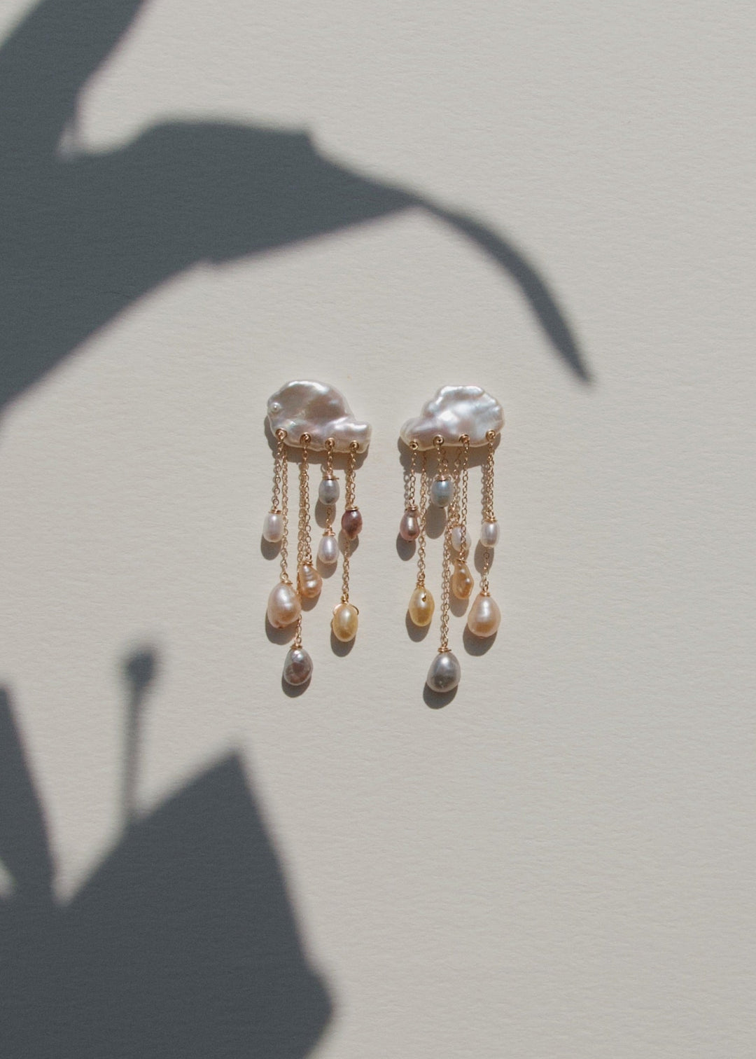 Keshi pearl earrings with colorful teardrop pearls 