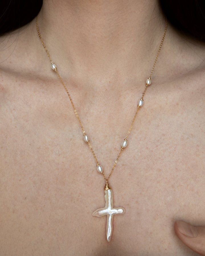 Rose Necklace - Designed to evoke the feeling of a cherished rosary, lovingly restored, our Rose necklace is both delicate and deeply sentimental. It is perfect for those who appreciate jewelry with meaning. 14K Gold-Filled Tarnish-Resistant &amp; Hypoallerge