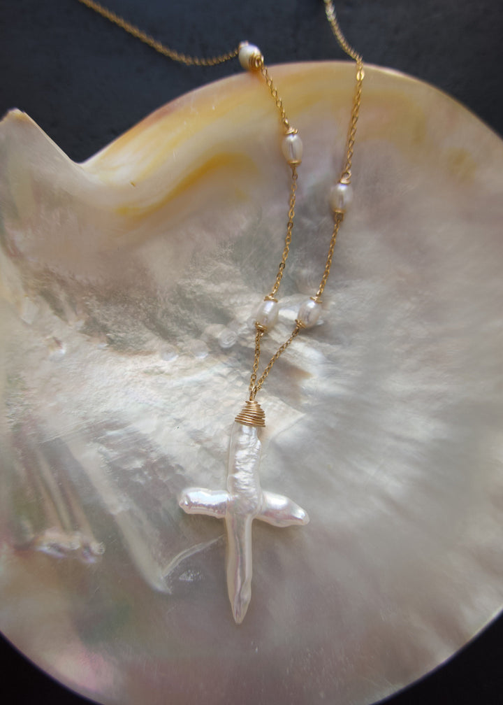 Rose Necklace - Designed to evoke the feeling of a cherished rosary, lovingly restored, our Rose necklace is both delicate and deeply sentimental. It is perfect for those who appreciate jewelry with meaning. 14K Gold-Filled Tarnish-Resistant &amp; Hypoallerge