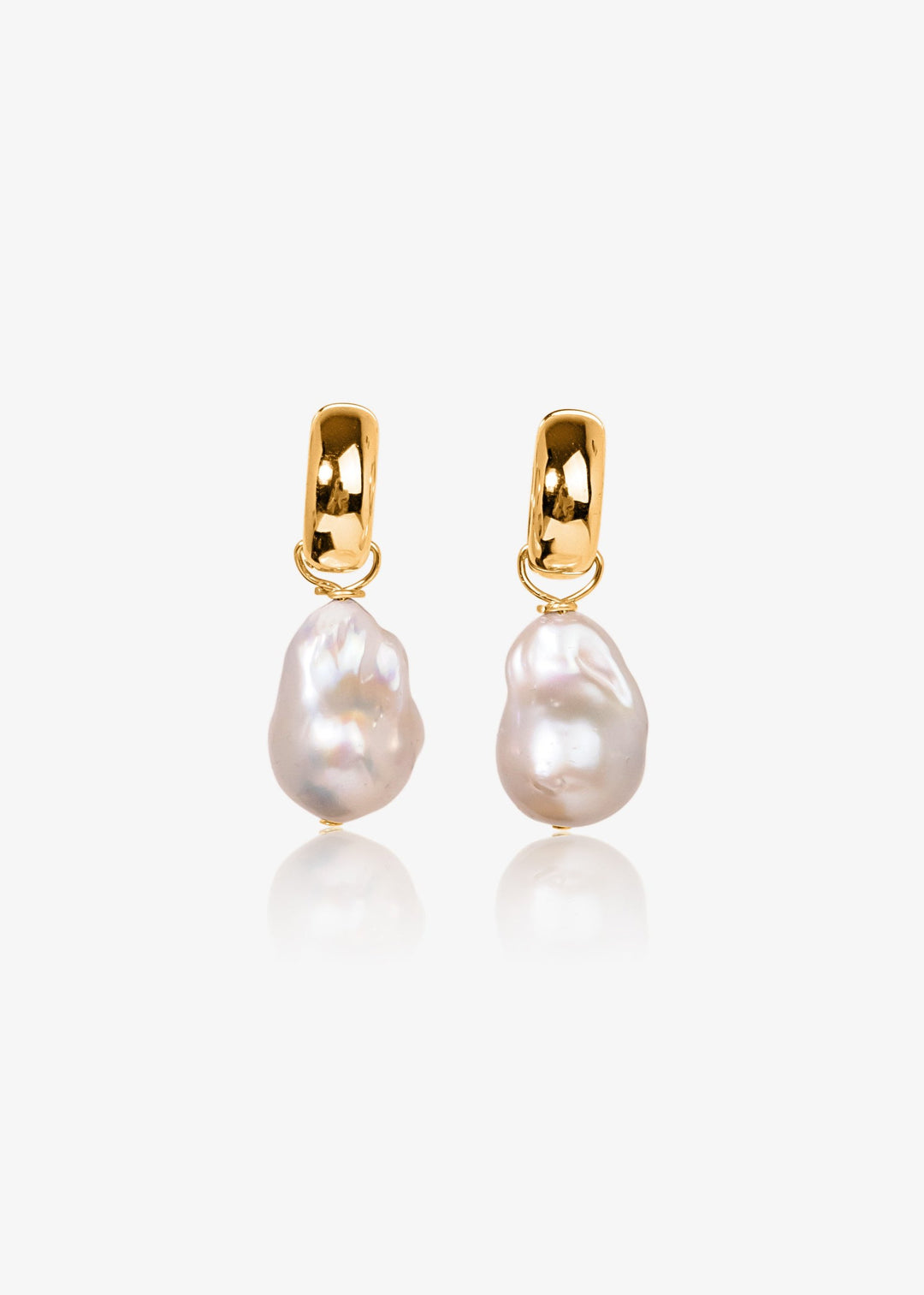 Large baroque pearl earrings with gold-filled hoops