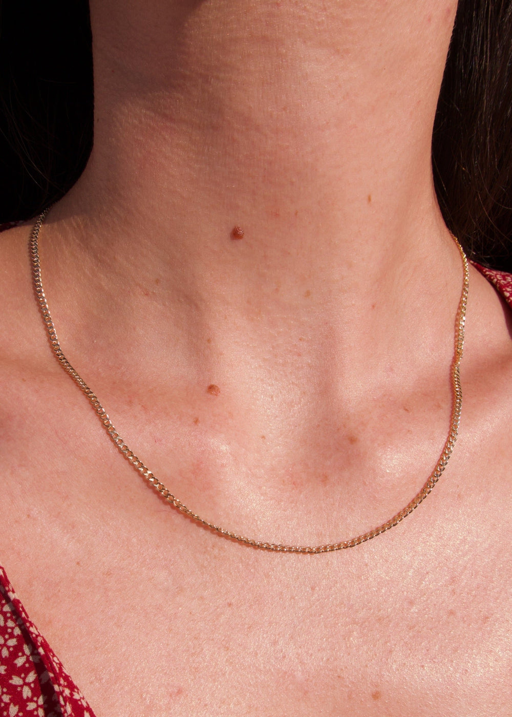 Chic gold-filled curb chain on neck