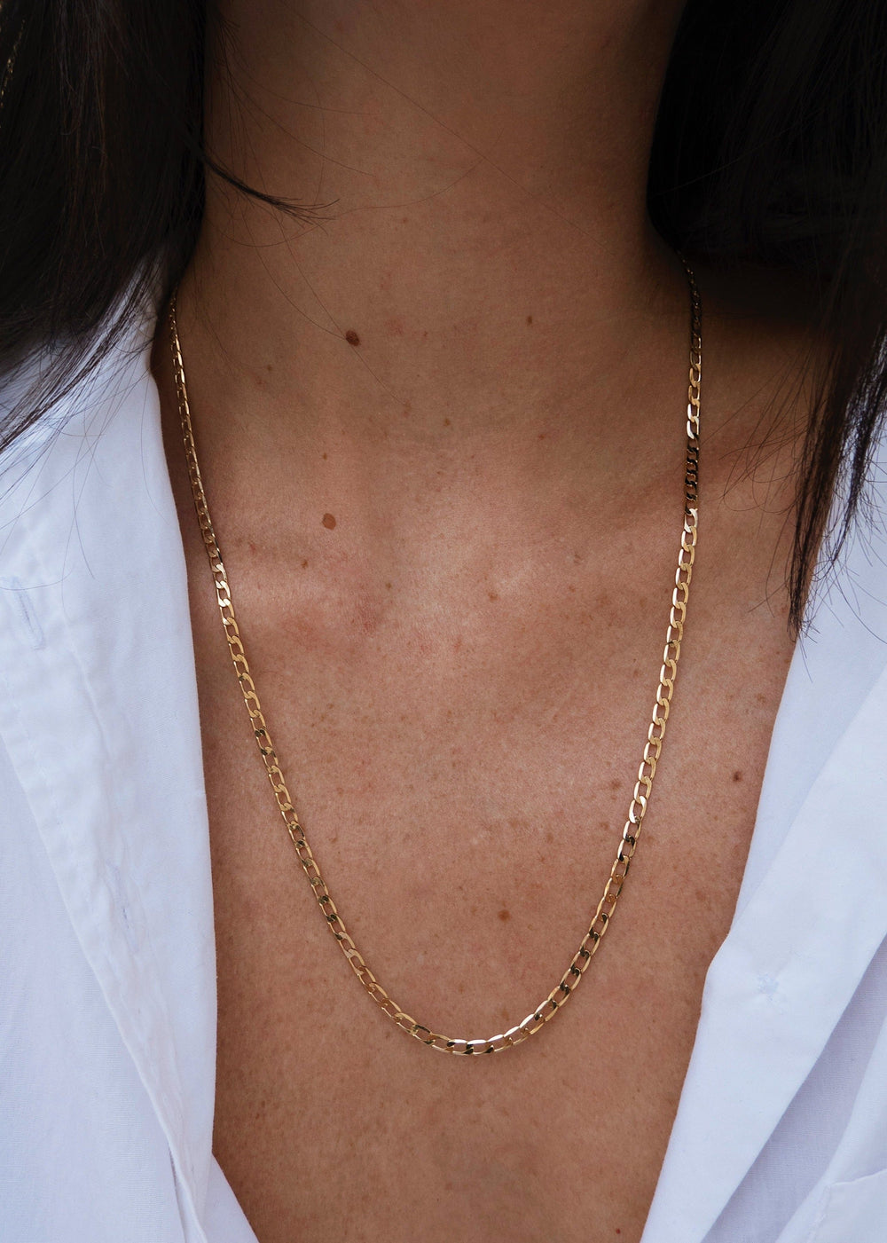 Light necklace with 24" gold-filled flat curb chain 