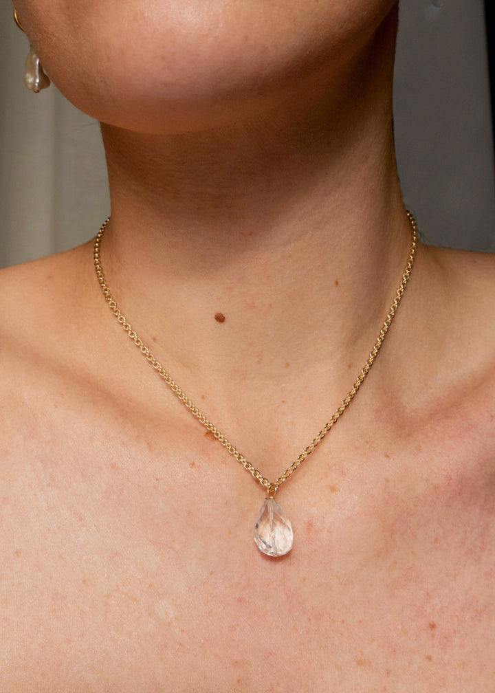 Gold-filled necklace with a crystal quartz pendant